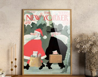 The New Yorker Santa Claus  | Christmas, New Yorker Poster, The New Yorker Print, New Yorker Magazine, Christmas Wall Art, Magazine Cover