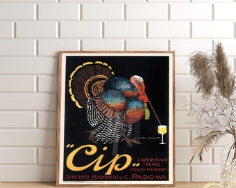 Cip L'aperitivo Ideale , Food&Drink, Vintage Poster, Vintage Wall Art, Retro Wall Art, Art Deco, Retro Poster, Gift Idea