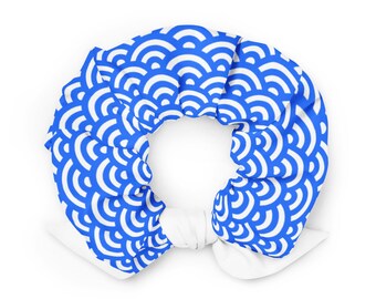 Scrunchie con estampado de ondas, poliéster reciclado / Scrunchies para mujer con lazo extraíble