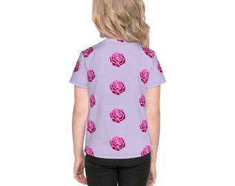 Pink Roses Kids Shirt | Pink Crew Neck T-shirt | Rose