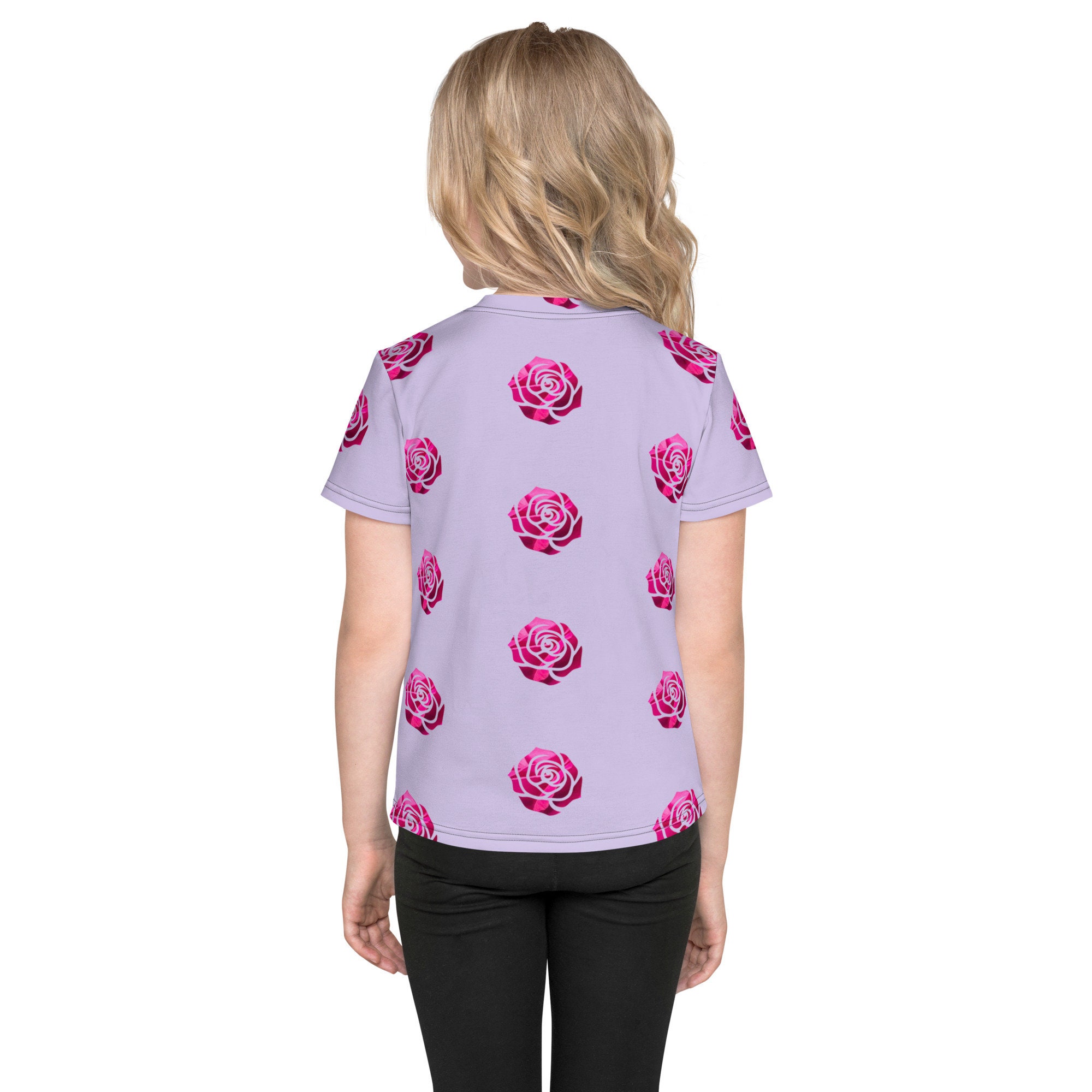 Pink Roses Kids Shirt | Pink Crew Neck T-shirt | Rose