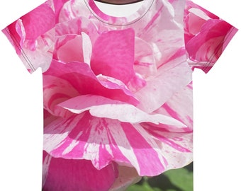 Pink Rose Crew Neck T-Shirt | Pink Flower Shirt | Pink Shirt | Pretty in Pink Kids | Flower Girl Shirt