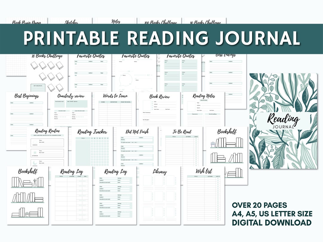 Book Reading Journal Printable Book Journal Template - Etsy