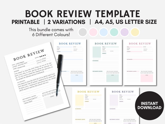 Book Review Journal Pages Bundle 