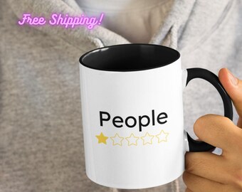 Taza de café sarcástica: regalo divertido con reseña de 1 estrella para amigos. Taza novedosa.