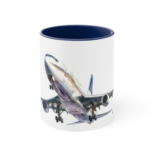 Aircraft in Watercolor Accent Coffee Mug, 11oz