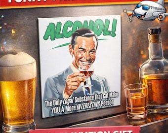 Imán para nevera con sarcasmo y humor – Regalo con humor sobre alcohol para adultos – Imán para bar de estofado gruñón