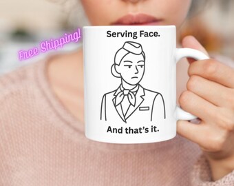 Funny Flight Attendant Coffee Mug – Sarcastic Aviation Humor Gift – Side Eye Grumpy Stew Cup