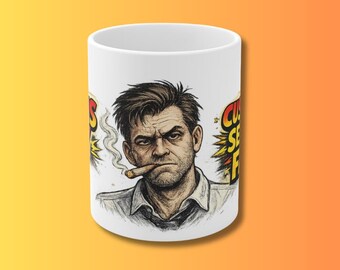 Taza de estofado gruñón – Taza de café con cara divertida de atención al cliente