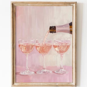 Champagne Print: Soft Pink Retro Bar Cart Decor (Digital Download)