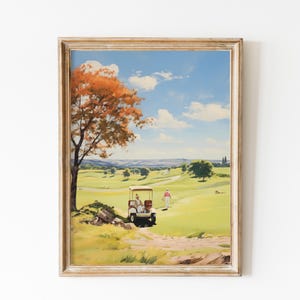 Golf Poster Printable, Retro Golf Cart Art, Gift for Golf Players, Minimalist Golf Poster, Boys Room Decor, Father's Day Gift, Gift for him