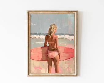 Coastal Cowgirl Surf Print: Retro Beach Art (Digital Download)