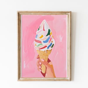 Gelato Print, Ice Cream Poster, Playful Vivid Pink Wall Art, Summer La Dolce Vita Wall Art, Kitchen Decor, Dessert Room Decor, Soft Pink