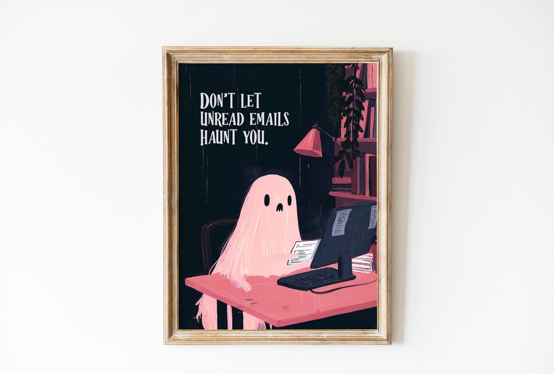 Pink Halloween Ghost Art Print: Spooky Office Decor (digital Download