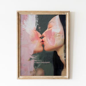 Lesbische Liebe Poster | TLW Romantik Poster Kunst | Queer Gemälde | Feministische Afiche | Geschenk für LGBTQ+ | Sapphische Kunst | Valentinstag Paar Geschenk