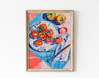 T. Miki 静物画 トマト インテリア 絵画 油絵 トマトの絵画 キッチンの