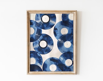 Blue Vinyl Record Print: Retro Y2K Music Poster (Digital Download)
