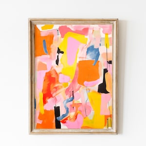 Colorful abstract digital print, soft pastel acrylic painting download, teen girl room dorm decor, preppy modern wall art, apartment decor