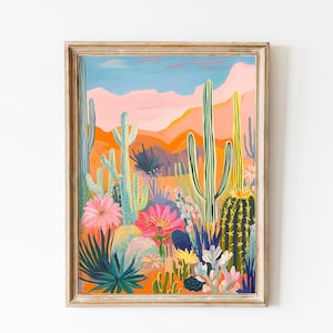 Western Wüste Poster, Kaktus Kunst, Retro Wandbild, Botanische Drucke, Sonnenuntergang Texas Gemälde, Wohnheim Dekor Kinderzimmer Poster