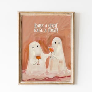 Pink Ghost Printable, Bar Cart Light Pink Halloween Decor, Funny Booze Halloween Party Decor, Cute spooky, Quote Halloween Creature Print