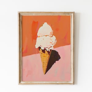 Impression de gelato, affiche de crème glacée, art mural rose vif, art mural été, art mural La Dolce Vita, décoration de cuisine, décoration de salle de desserts, rose pâle