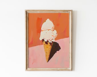 Gelato Print: Vivid Pink Ice Cream Poster (Digital Download)