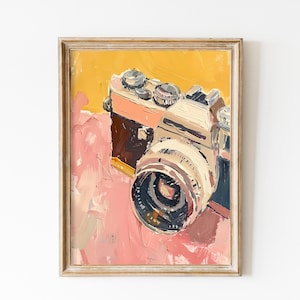 Analogue Film Camera Wall Art, Vintage Camera Old School Art, Photographer Gift, Soft Pink Y2K Prints, Girly Art Music Art, Girly Dorm Decor