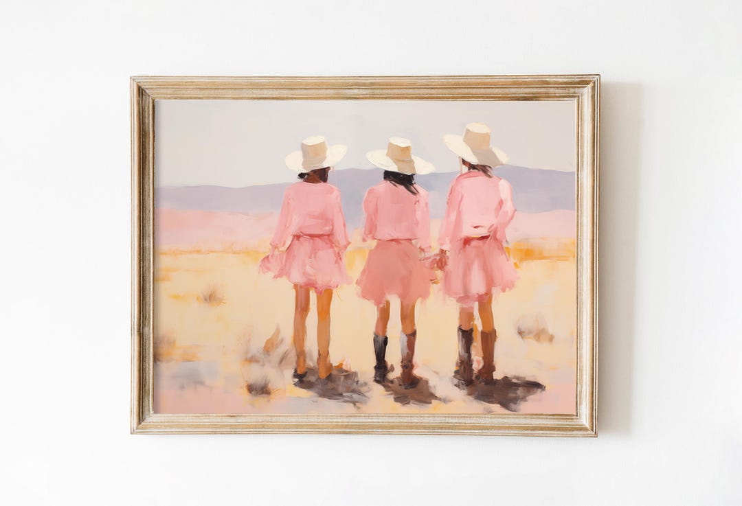 retro cowgirl art prints - set of 3 - digital download... Vintage Pink Cowgirls Print, Trendy Western Poster, Girly Dorm Decor ...