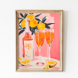 Aperol Spritz Poster 70s Wall Art Cocktail Print Downloadable Print Preppy Wall Art Girly Pink Aesthetics Bar Cart Art image 1