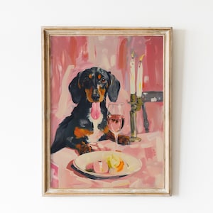 Dachshund Wall Print | Sausage Dog Wall Art | Gift for Sausage Dog Mom | Wiener Dog poster | Girly Wall Art | Pink Room Decor