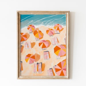 Retro Italy Beach Print: Pink Seaside Decor (Downloadable Print)
