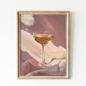 Retro Pastel Pink Cocktail Poster 70s Wall Art Vintage Drink Velvet Preppy Wall Art Pastel Beige Apartment Decor Bar Cart Art Alcohol Print