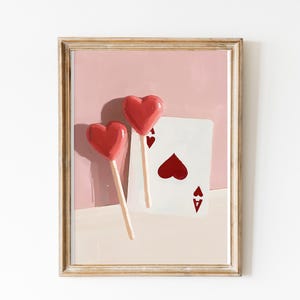 Ace of Hearts with Heart Shaped Lollipop Printable Art, Girly Coquette Dorm Decor, Preppy Wall Art, Girly Home Gift, Trendy Roommate Gift