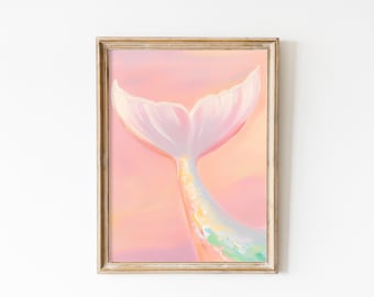 Rainbow Mermaid Tail Art Print: Pastel Nursery Decor (Digital Download)
