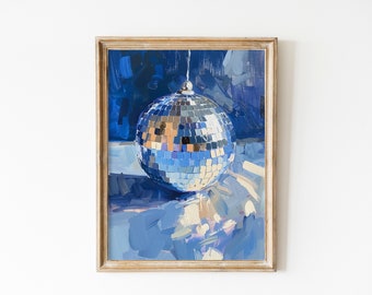 Blue Disco Ball Art Print: Y2K Dorm Decor (Digital Download)