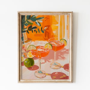 Aperol Spritz Poster | Cocktail-Druck | Herunterladbarer Druck | Preppy Wandkunst | Girly Pink Ästhetik | Barwagen Kunst | Mädchen aus der Innenstadt