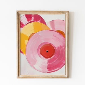 Disco vintage ecléctico, regalo audiófilo, decoración del hogar con música artística femenina, impresión de pared rosa estética, póster de música retro, decoración para compañeros de habitación Y2K