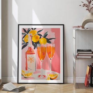 Aperol Spritz Poster 70s Wall Art Cocktail Print Downloadable Print Preppy Wall Art Girly Pink Aesthetics Bar Cart Art image 2