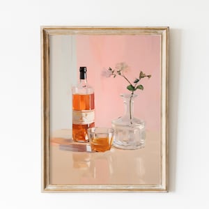 Retro Whisky Poster 70er Jahre Wandkunst Vintage Getränk Herunterladbare Druck Preppy Wohnung Dekor Bar Warenkorb Kunst Alkohol Getränke Blumen Druck Mann Geschenk