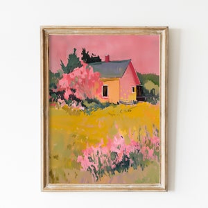 Leander Malerei Vintage Blumendruck Botanica Kunst Druckbare Kokette Dekor, Landschaftskunst, Bauernhaus Dekor, Mauve, Frühlingsblumen Druck