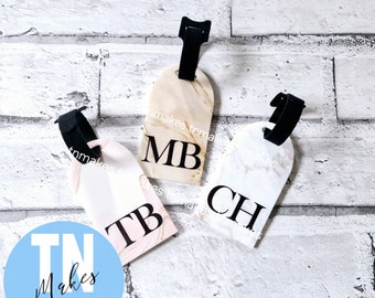 Inital luggage tags, Personalised luggage tags