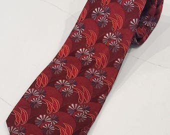 Ermenegildo Zegna Red & Gray Floral Silk Tie Made in Italy