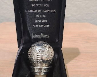 2000 Neiman Marcus The New Millennium Silver Plated Globe Stopper in Velvet Box