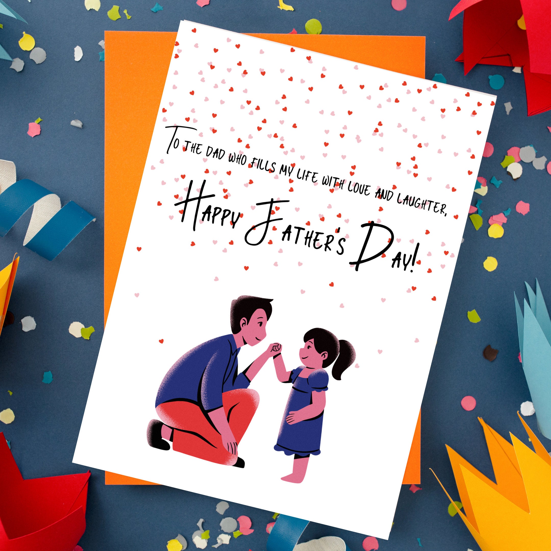Father's Day Printable Foldable Card Template Gift From Daughter 16 ...