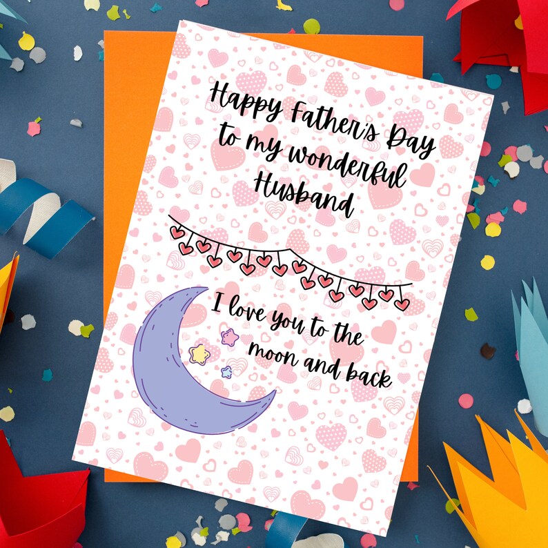 Father's Day Card Printable to My Wonderful Husband Flat and Foldable ...