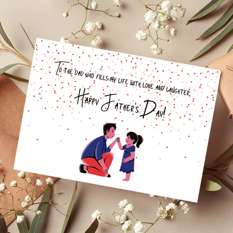 Father's Day Printable Foldable Card Template Gift From Daughter 16 ...