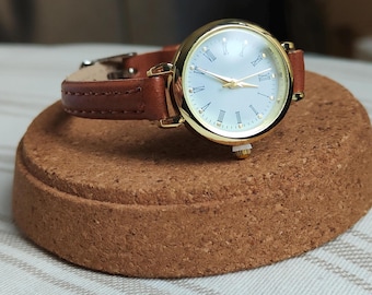 Vintage women's engraved watch - brown - Roman numerals - personalized watch - birthday gift - Christmas