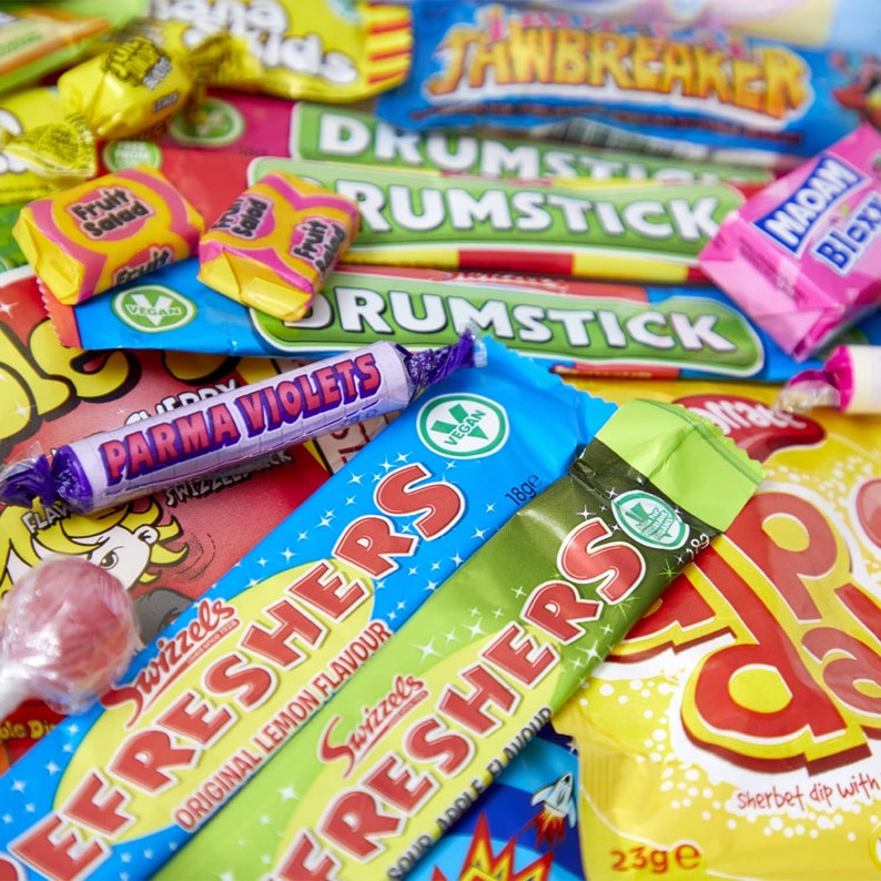 50 Piece Retro and Sour Sweet Selection With Gift Hamper Box Perfect