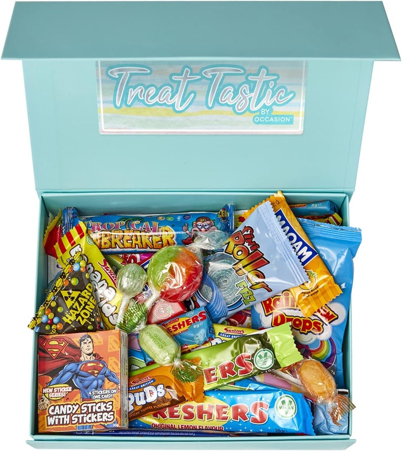50 Piece Retro and Sour Sweet Selection With Gift Hamper Box Perfect