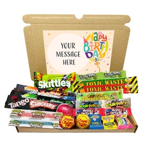 Sour Sweets Personalised Letterbox Gift Hamper Box | Perfect for a Treat, Happy Birthday, Happy Valentines, Thank You, Congratulations